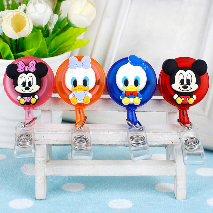 Wholesale Cartoon Badge Scroll Retractable Plastic Keychain JDC-KC-LuoKe003