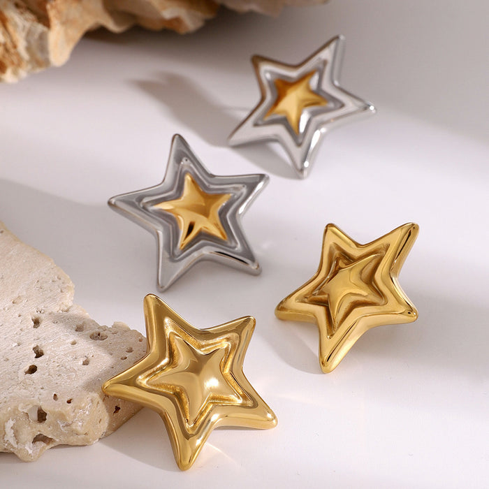 Wholesale Five-Pointed Star Earrings Metal Earrings