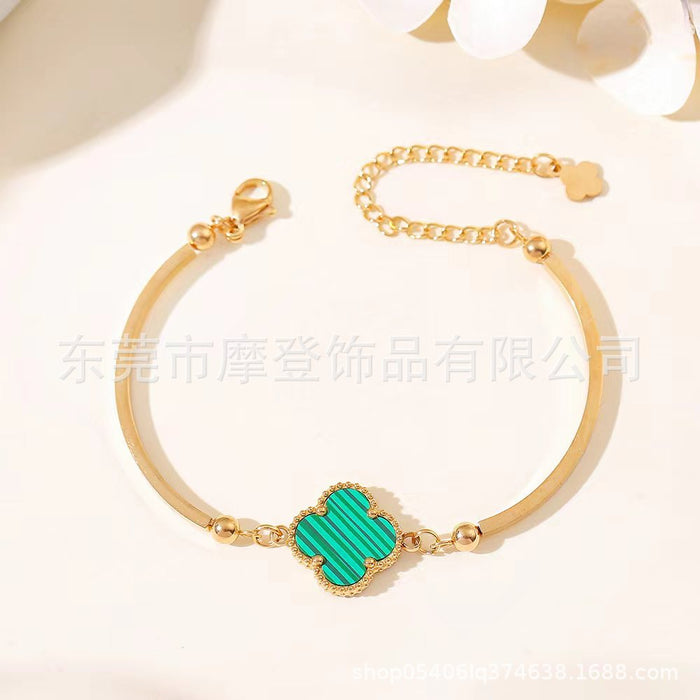 Wholesale titanium steel four-leaf clover bracelet JDC-BT-Modeng001