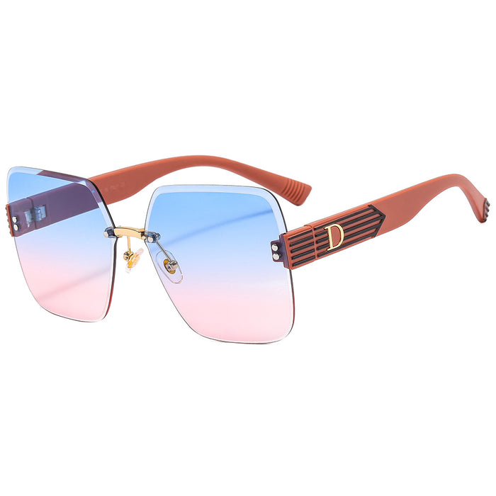 Wholesale Retro Square Metal Rimless Cut-Edge Sunglasses