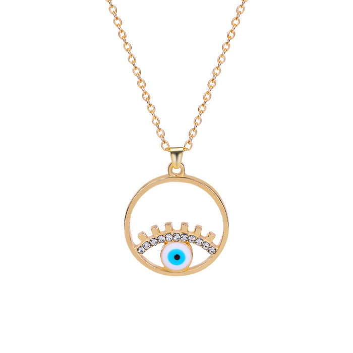 Wholesale New pendant, fashionable and simple, dripping oil Devil's Eye necklace, personalized alloy earrings, collarbone chain