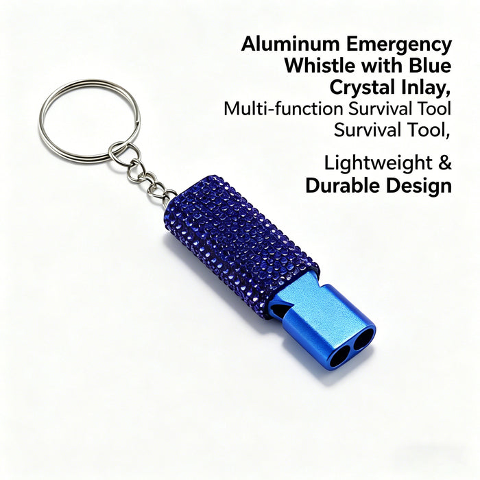 Wholesale Trendy Aluminum Alloy Whistle Keychain Double Tube Self Defense With Rhinestone Accent For Outdoor Survival Fashion Accessory