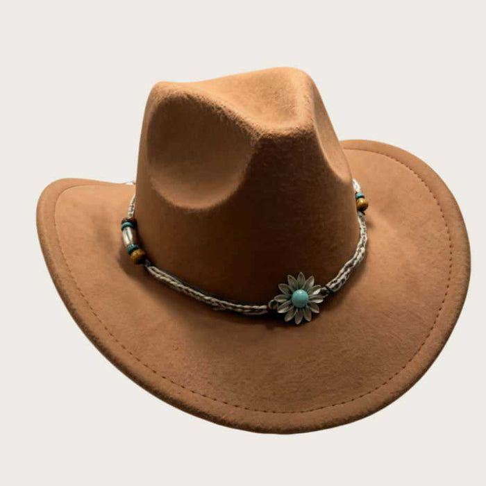 Wholesale Retro Cowboy Hat Wide Brim Wool Felt Sun Protection Fashion Accessory