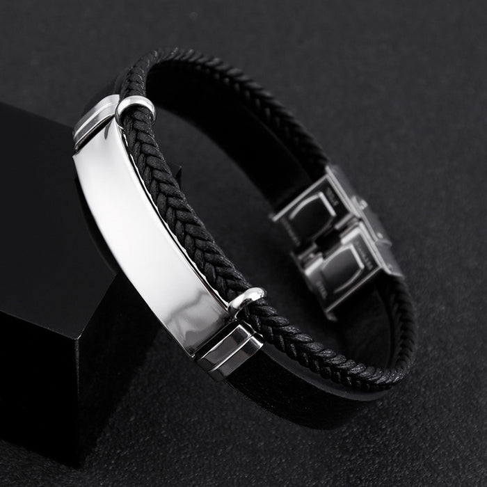 Wholesale Men's Vintage Titanium Steel Leather Bracelet JDC-BT-YuYuan001