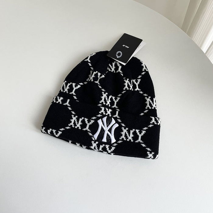 Wholesale autumn and winter all-over printed jacquard knitted hat for cold protection and warmth ear protection pullover hat JDC-HT-MaiM002