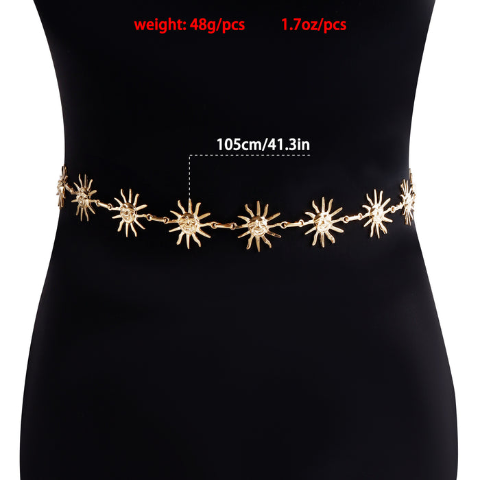Wholesale Metal small smiley face sun waist chain body chain dress waist versatile accessories
