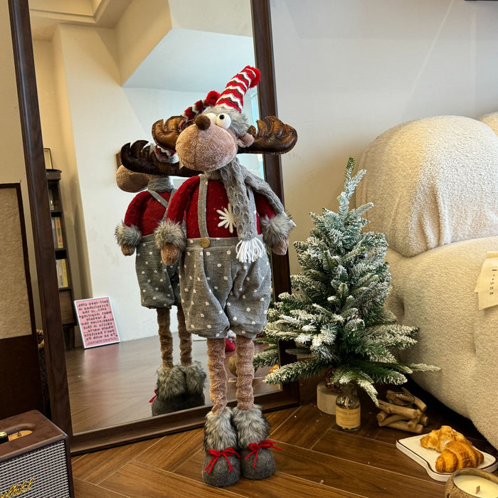 Wholesale  Elk Doll Four-legged Deer Doll Santa Festival Snowman Doll Window Decorations Ornaments