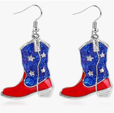 Wholesale Acrylic US Flag Heart Earrings Independence Day Party Jewelry Fashion Accessory for Resale