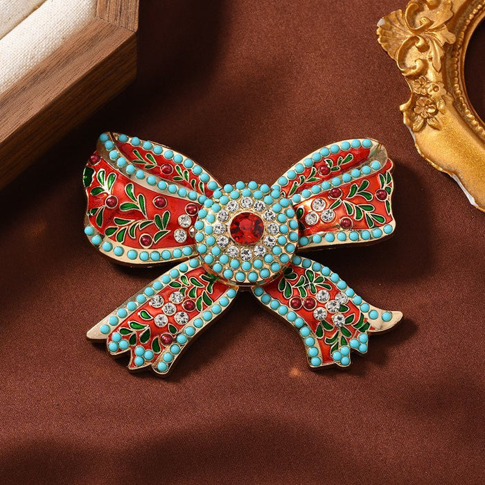 Wholesale Palace Vintage Glazed Bow Brooches Suit et Accessories