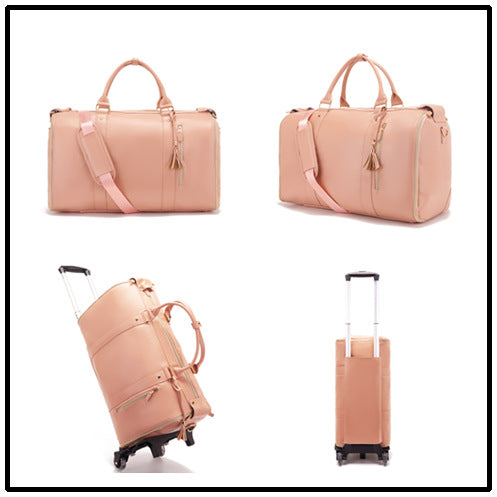 Wholesale Travel convenient carry-on clothing bag large PU leather luggage trolley bag