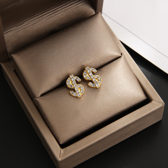 Wholesale Hip-hop punk dollar sign alloy earrings