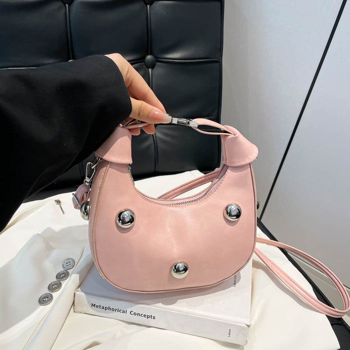 Wholesale Trendy Rivet Crescent Bag Street Fashion Small PU Crossbody