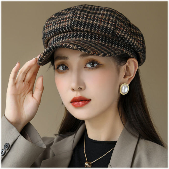 Wholesale Fashion hat women's all-match winter octagonal hat women's round face autumn and winter warm hat