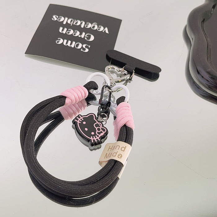 Wholesale Dual-tone clasp girl pink 3D cat phone chain keychain