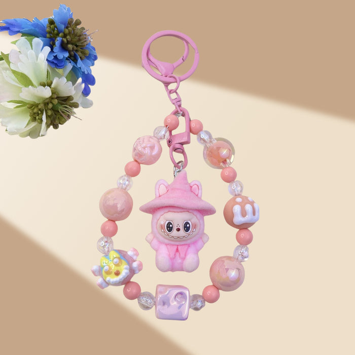 Wholesale Flocked Wizard Beaded Keychain