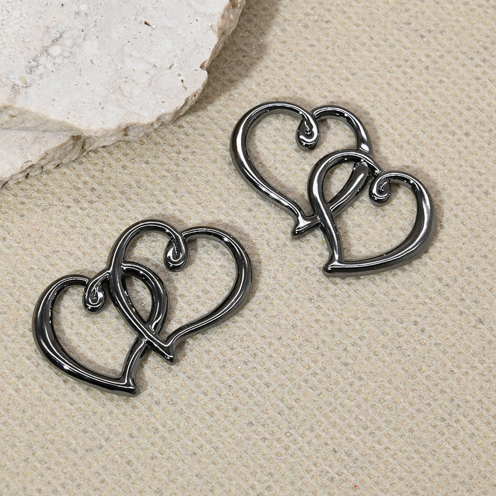 Wholesale Beach Vacation Style Double Heart Beaded Jewelry Set Alloy Necklace and Bracelet MOQ≥2