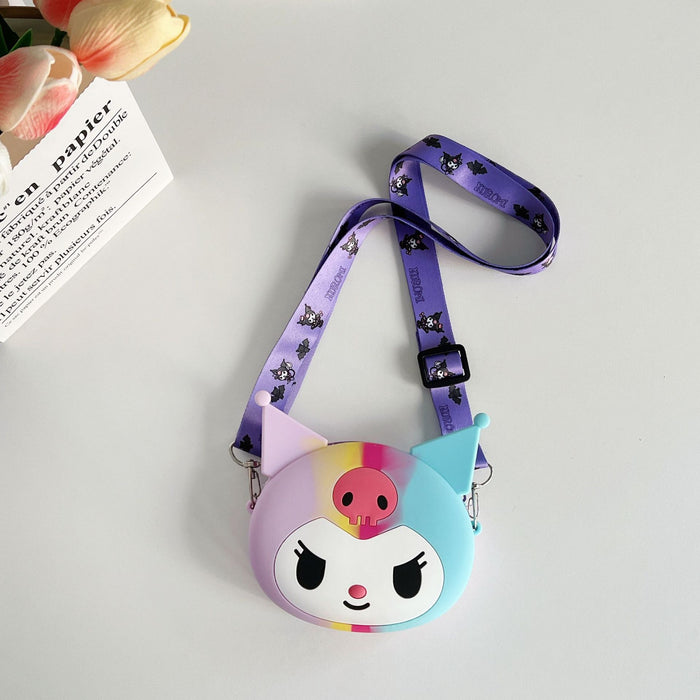 Wholesale  large wallet cartoon children's silicone bag  coin purse with lanyard