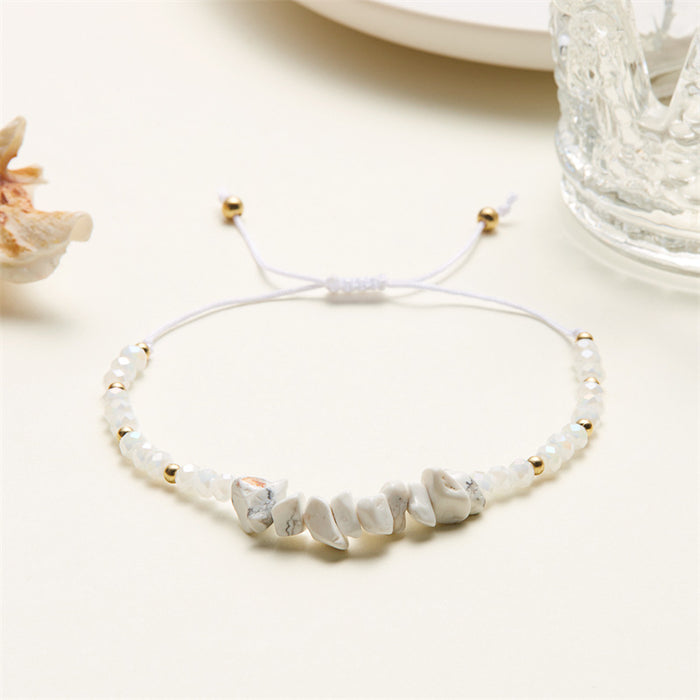 Wholesale hand-woven holiday style gravel beaded personality irregular stone woven adjustable bracelet