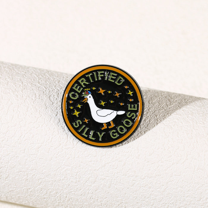 Wholesale Trendy Metal Goose Brooch Pin With Cute Letter Phrases Animal Badge For Hat Backpack Decor Casual Gift Accessory