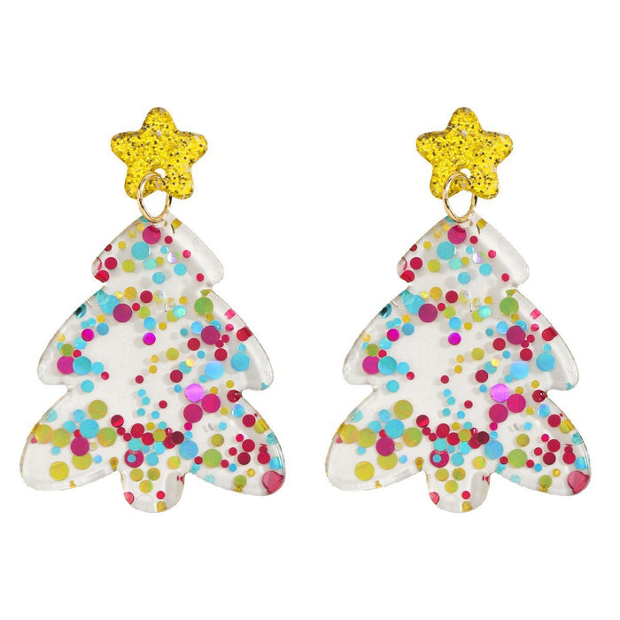 Wholesale  Christmas Tree Holiday Earrings Christmas Star Acrylic Sheet Earrings