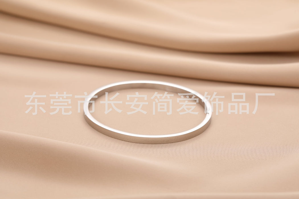 Wholesale Titanium steel bracelet, stainless steel bracelet, smooth surface, plain circle, couple's bracelet chain, trendy