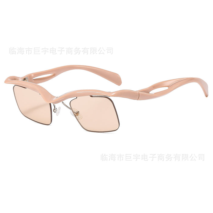 Wholesale New Sunglasses Box Sunglasses Personalized UV Protection Half Frame Irregular Sunglasses