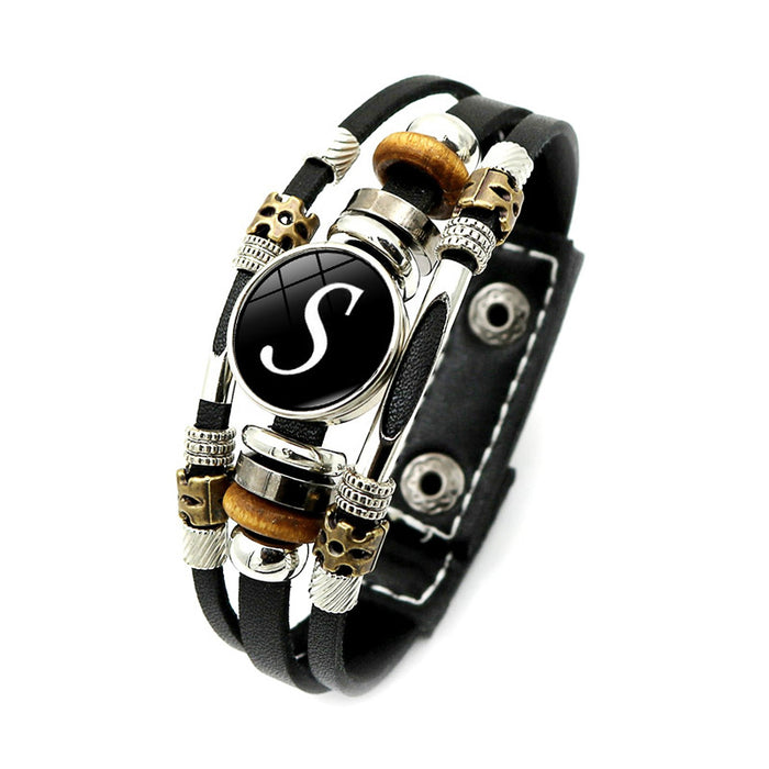 Wholesale Letter Time Gem Leather Bracelet Women Retro Punk Style Handmade Multi-layer Beaded Bracelet Jewelry