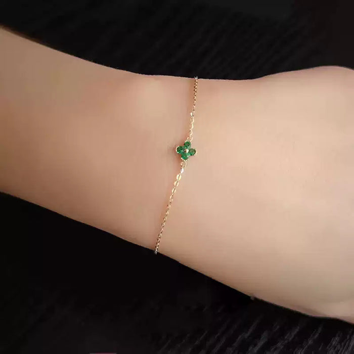 Wholesale Pure silver gold-plated bracelet with feminine temperament, simple and versatile. Green gold bracelet