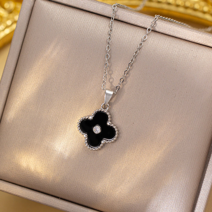 Wholesale Copper Inlaid Zircon Four-Leaf Clover Jewelry Set MOQ≥2