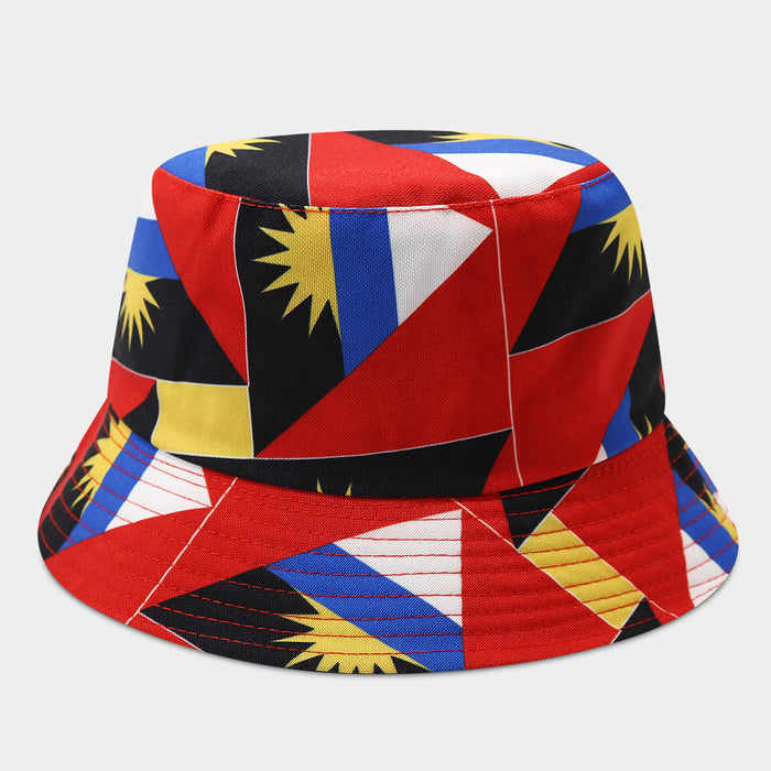 Wholesale Summer World Cup National Flags Pattern Double-Sided Bucket Fashionhat for Men and Women