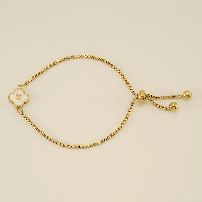 Wholesale Stainless Steel Seashell Four-Leaf Clover Letter Bracelet