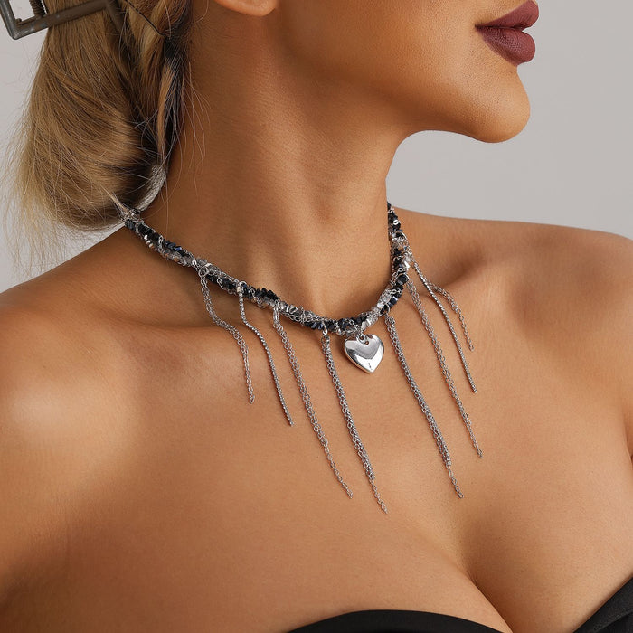 Wholesale Heart Tassel Pendant Necklaces