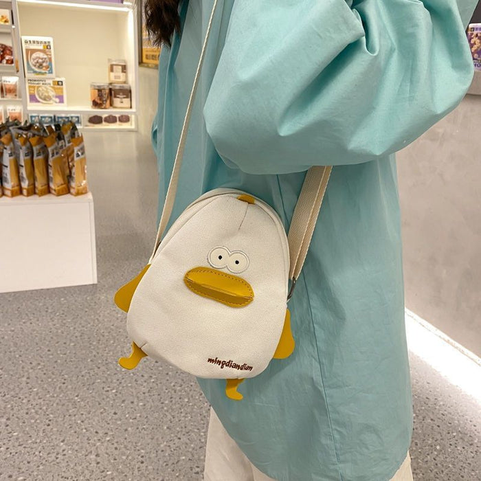 Wholesale Summer cute crossbody small bag fresh mini student cartoon chicken bag canvas Stitching small square bag