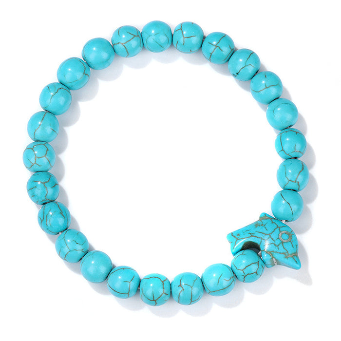 Wholesale Natural Stone Bead Bracelet for Men, Blue Turquoise Dolphin Bracelet for Women JDC-BT-YY001