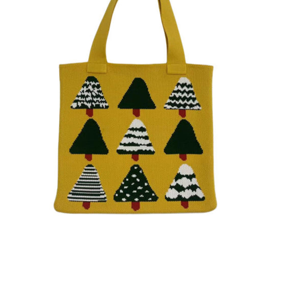 Wholesale Creative Cartoon Christmas Tree Woven Bag Shopping Knitted Bag