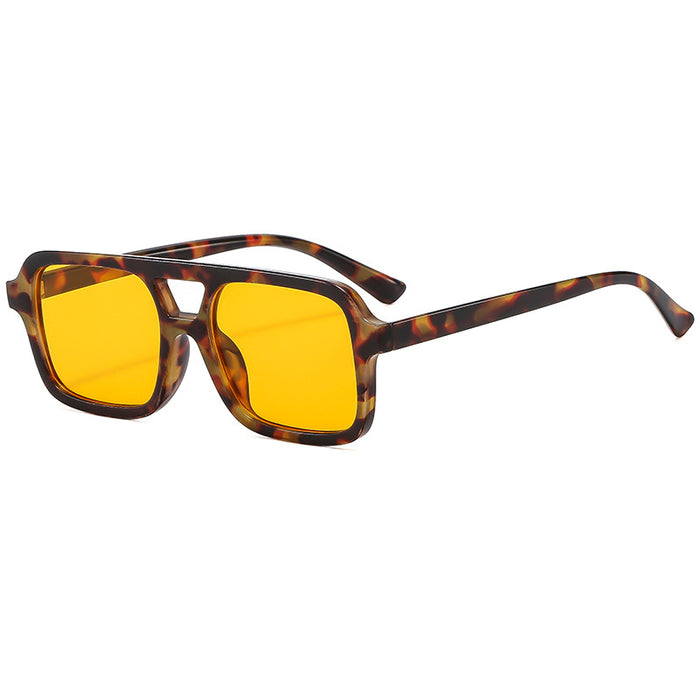 Wholesale Double-Beam Square Frame Leopard Print Sunglasses