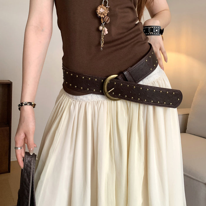 Wholesale Retro Western Rivet Women S Belt With Flower Design Fashion Accessory For Dresses Jeans Boutique Resale