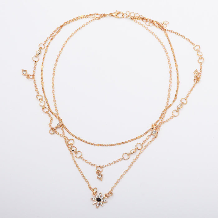 Wholesale new handmade five-pointed star pendant creative star three-layer necklace