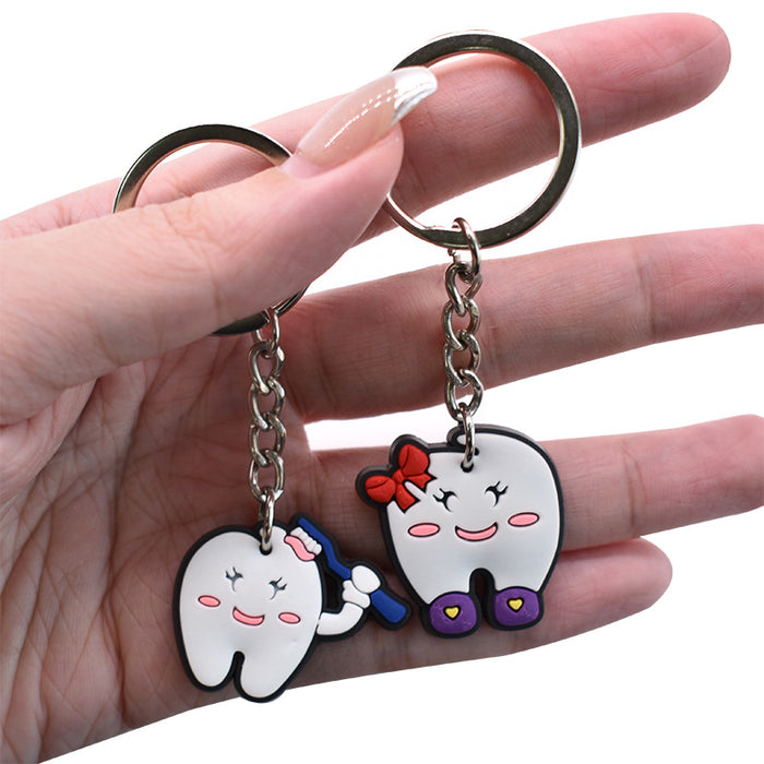 Wholesale 10 PCS  Cartoon Keychain School Bag Pendant Ring Hanging PVC Soft Glue Keychain