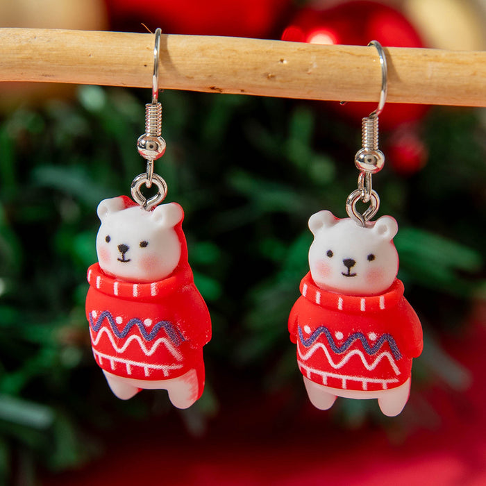 Wholesale Resin Christmas Earrings Santa Reindeer Snowman Cute Sweet Ear Studs Jewelry MOQ≥2