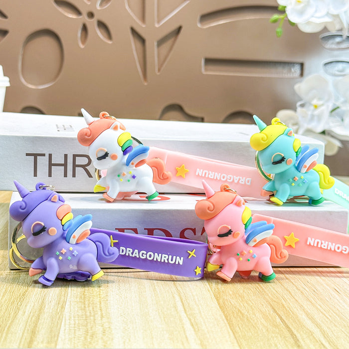 Wholesale Unicorn Creative Keychain Cute Dropping Rubber Doll Bag Car Key Pendant