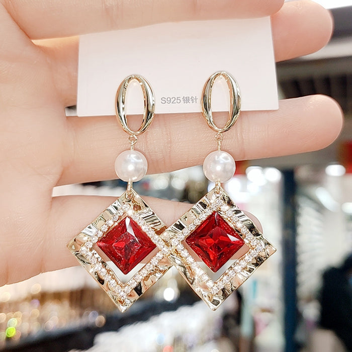 Wholesale   long earrings for women  red Agate Pearl earrings earrings