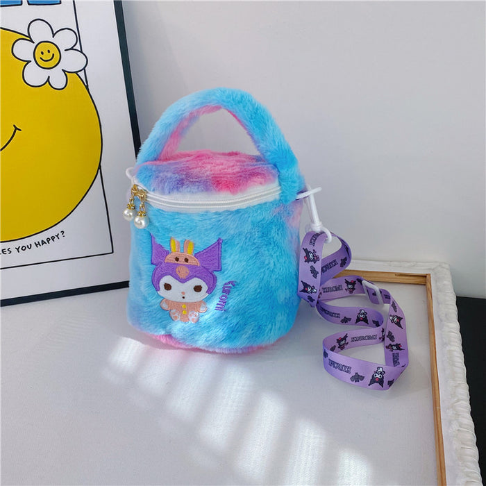 Wholesale Cartoon Plush Shoulder Strap Portable Crossbody Bag Clasp Doll Plush Bag Portable Bucket Bag