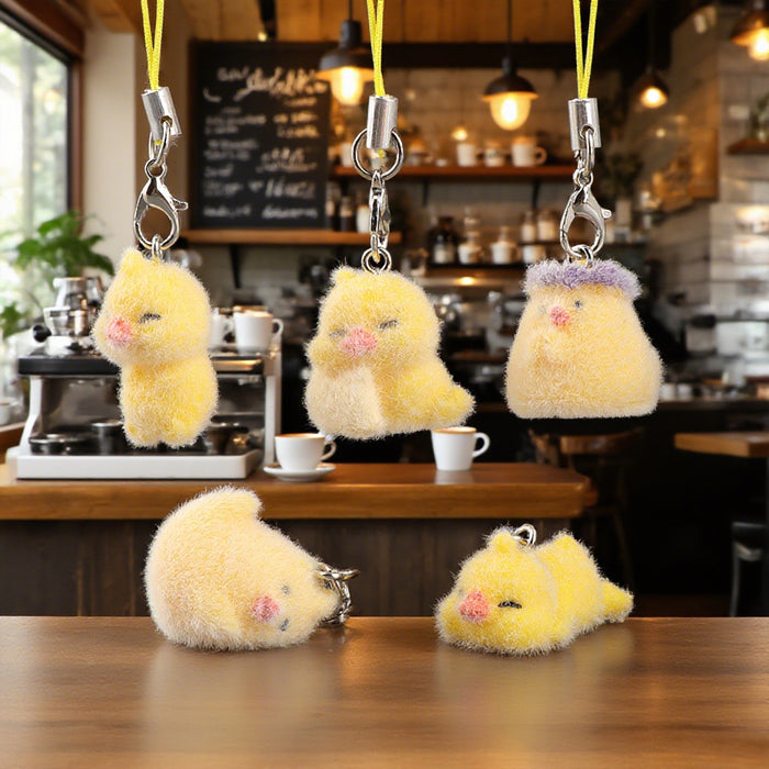 Wholesale 3D Flocked Resin Chick Keychain Charm
