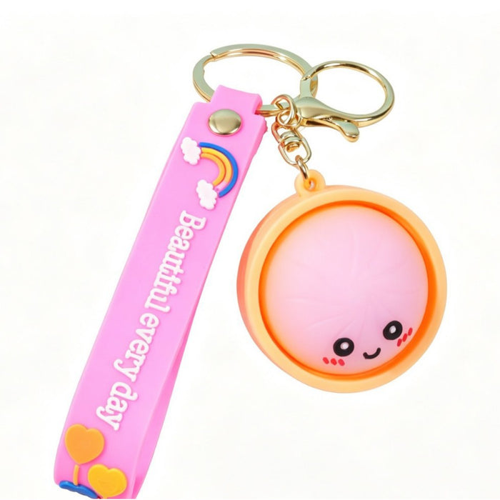 Wholesale Cartoon Steamed Bun Squeeze Toy Keychain - Soft Glue Stress Relief Pendant MOQ≥2