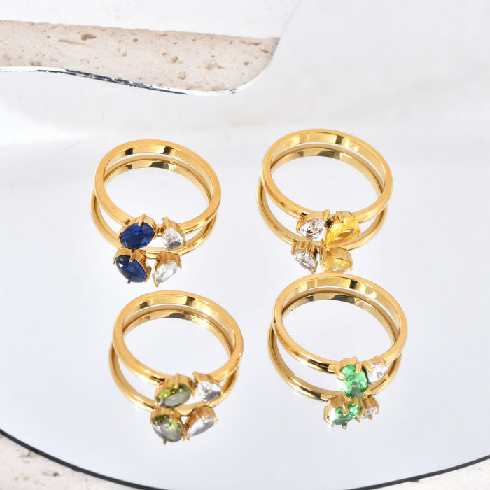 Wholesale High-End Zircon Titanium Steel Ring Women' s Fashionable and Personalized Ring
