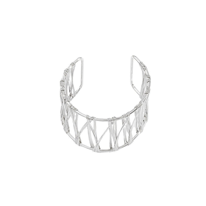 Wholesale Fully managed jewelry with personalized design, wire braided bracelet, exaggerated opening, irregular bracelet