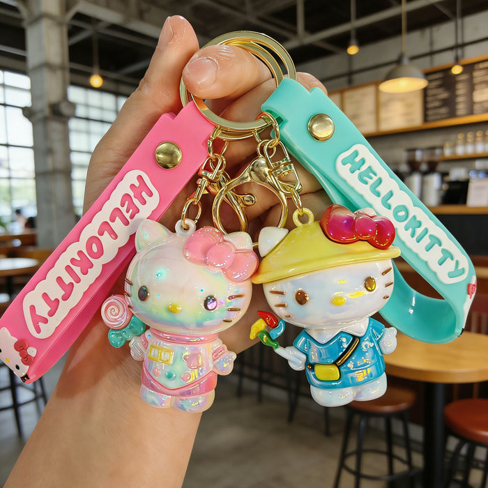 Wholesale Electroplated cartoon cat silicone keychains