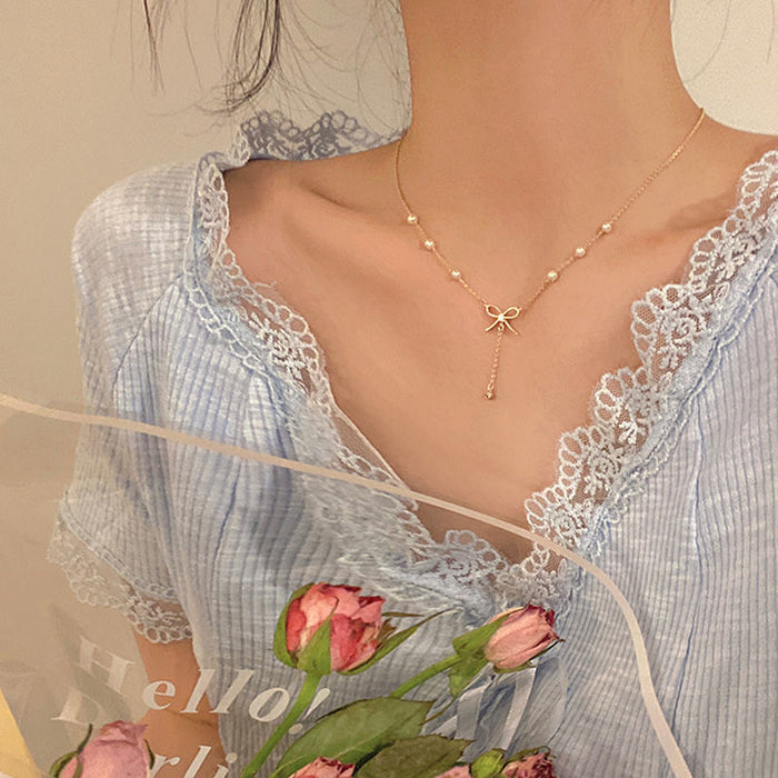 Wholesale Butterfly Knot Neck Chain, New Light Luxury, Niche Design, Clavicle Chain, Simple Accessories