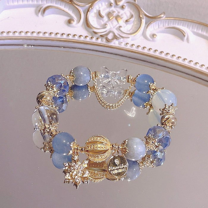 Wholesale Stacked Hand String Round Bead Zirconia Elastic Rope Versatile High Beauty Clavicle Chain